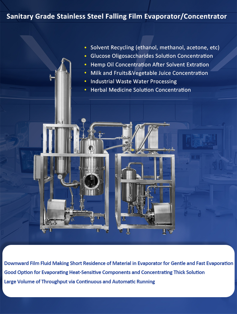 evaporador de pel&iacute;cula descendente