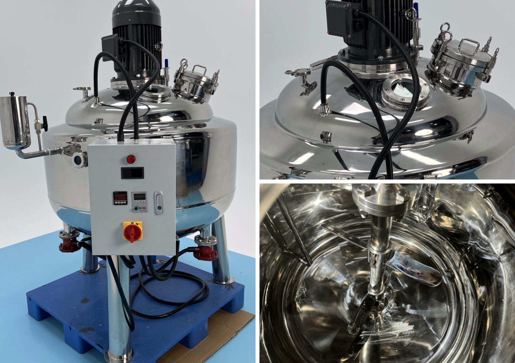 El reactor de homogeneización/emulsión con camisa de acero inoxidable está listo para enviarse a España