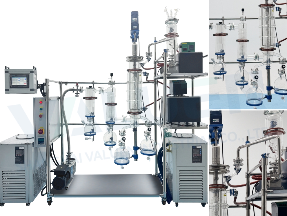 Evaporador de película de destilación molecular de vidrio de 6 pulgadas con control PLC ordenado por Marruecos
