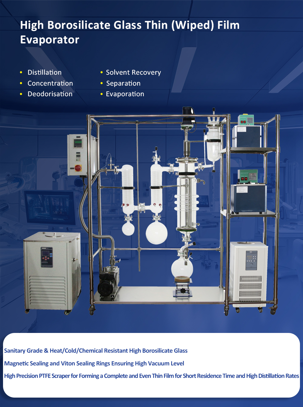 vidrio de evaporador de pel&iacute;cula delgada