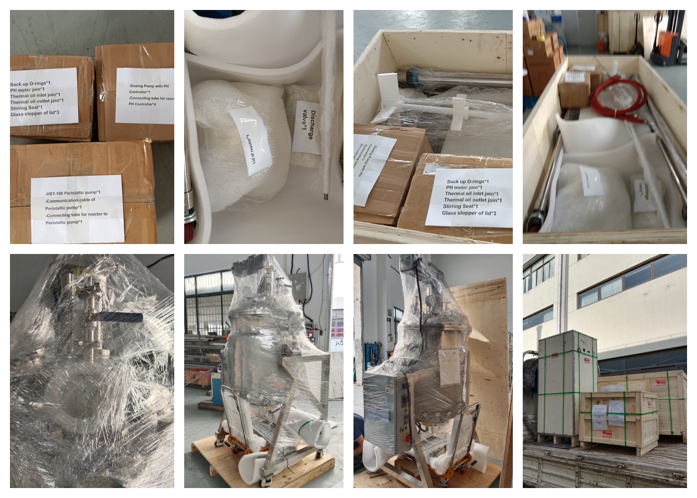 Envío de reactor de acero inoxidable con camisa de 200 litros con todos los accesorios