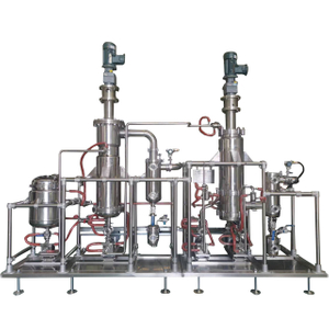 Sistema de destilación (molecular) de película (fina) limpiada de acero inoxidable de doble etapa