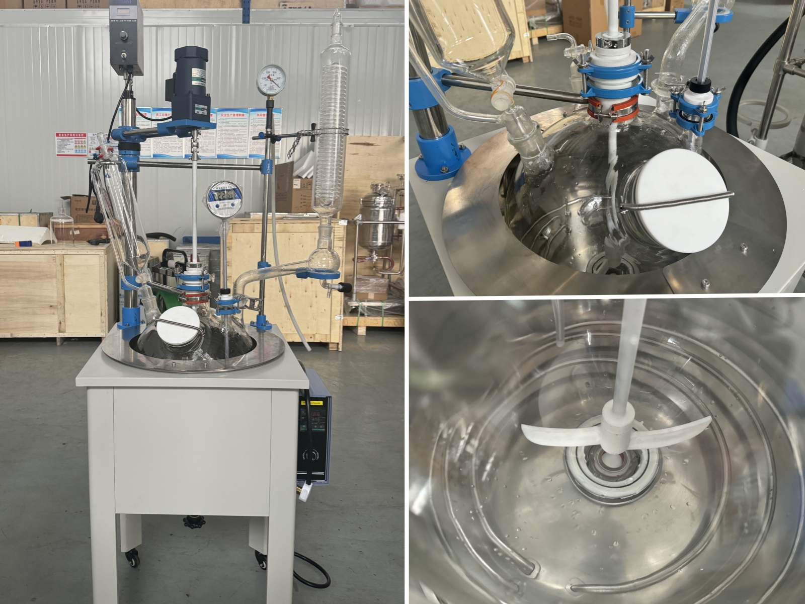 El reactor de vidrio de una sola capa (sin camisa) de 30 litros está listo para enviarse al Reino Unido después de las pruebas de calidad y funcionamiento