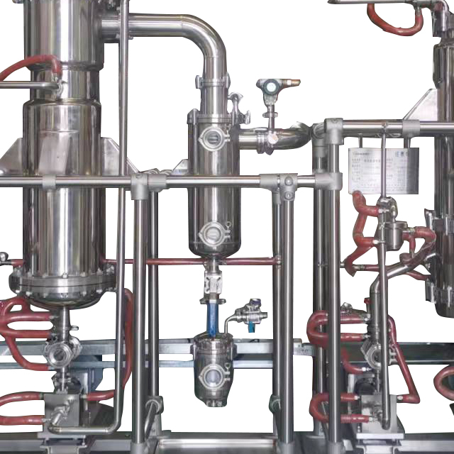 Sistema de destilación (molecular) de película (fina) limpiada de acero inoxidable de doble etapa