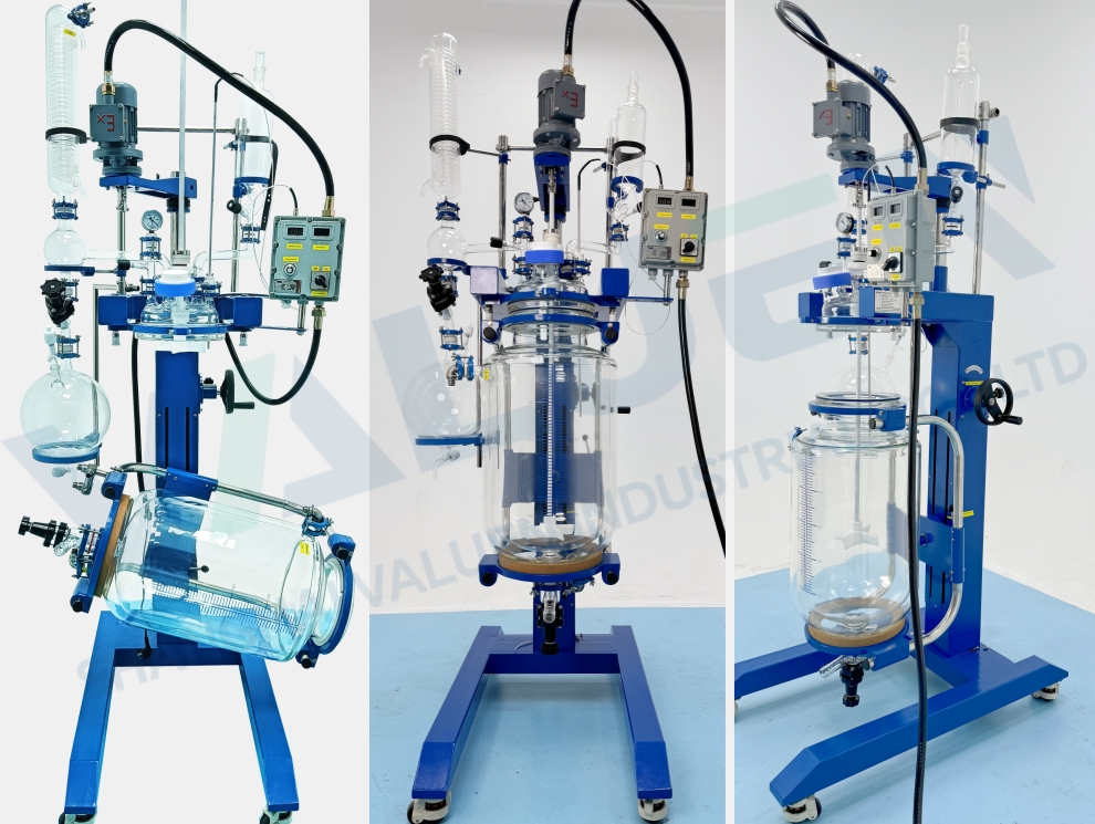 Reactor de vidrio de vidrio a prueba de explosión de 50L con buques de elevación y giro a clientes de los EAU