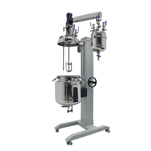 Reactor de acero inoxidable con camisa elevable y giratorio de 50 litros