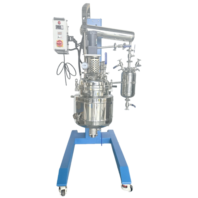 Reactor de acero inoxidable con camisa elevable y giratorio de 10 litros