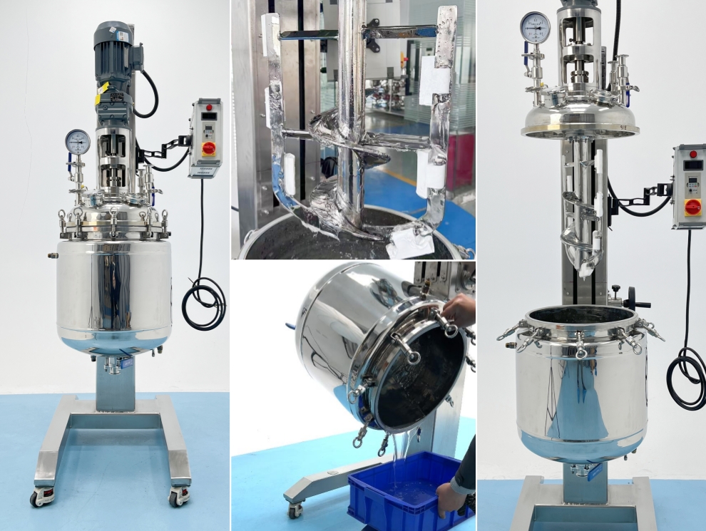 Reactor de acero inoxidable con camisa de 50L diseñado para materiales de alta viscosidad